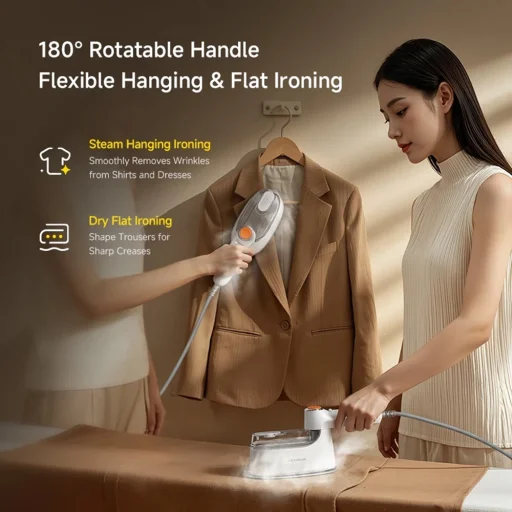 Deerma - Ručný naparovač odevov (GT01) - Mini, Rýchle zahrievanie, 180°C para, Prenosný, 1200W, 25000Pa, 45° tryska - Biela - 5