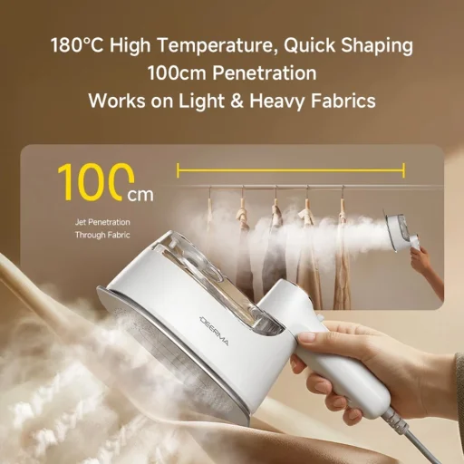 Deerma - Ručný naparovač odevov (GT01) - Mini, Rýchle zahrievanie, 180°C para, Prenosný, 1200W, 25000Pa, 45° tryska - Biela - 3