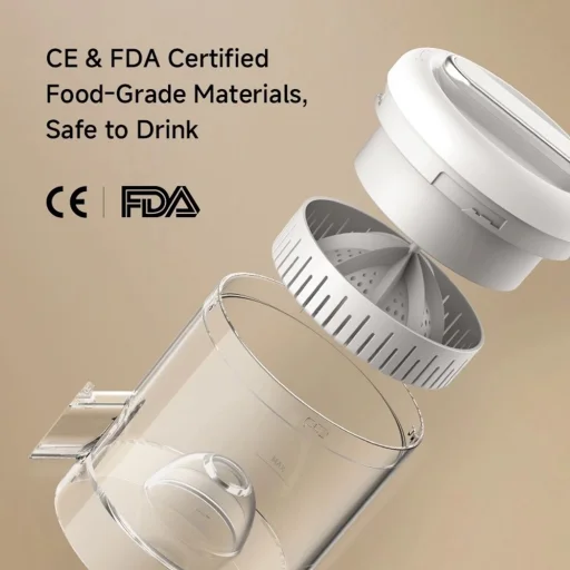 Deerma - Elektrický citrusovač (LC01) - Bezdrôtový a prenosný, automatický systém na oddelenie dužiny, 1500mAh, Bez BPA - Biely - 6