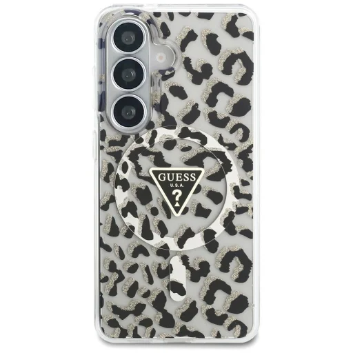 Samsung Galaxy S26 Guess IML trojuholníkové puzdro s leopardím vzorom MagSafe čierne - 3