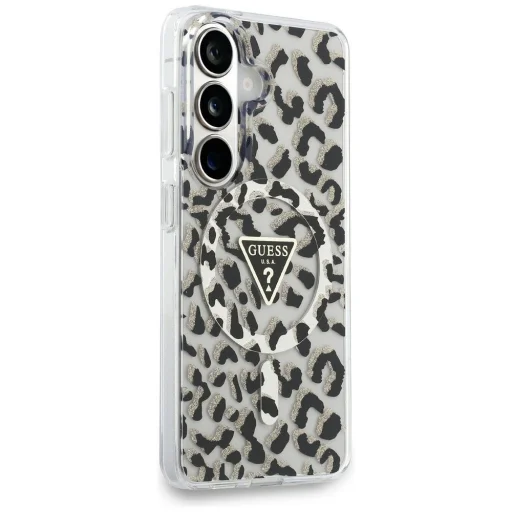 Samsung Galaxy S26 Guess IML trojuholníkové puzdro s leopardím vzorom MagSafe čierne - 4