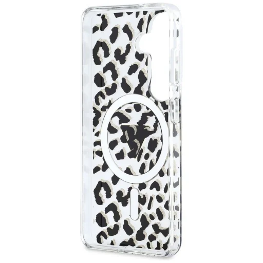 Samsung Galaxy S26 Guess IML trojuholníkové puzdro s leopardím vzorom MagSafe čierne - 7
