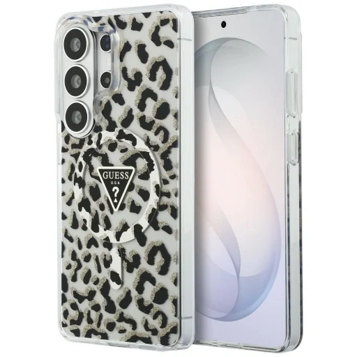 Samsung Galaxy S26 Ultra Guess IML puzdro s leopardím potlačou a trojuholníkovým motívom MagSafe čierne - 1