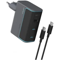Nástenná nabíjačka Cuktech, 100W, 5A, 1 x USB-A - 2 x USB-C, s USB-C káblom, Sivá CUKAD1003EUG