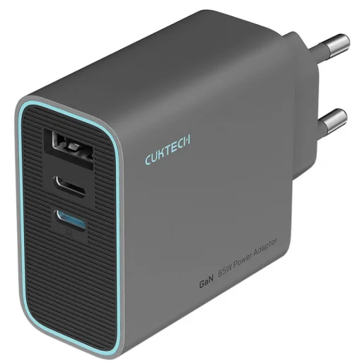 Nástenná nabíjačka Cuktech, 65W, 3A, 1 x USB-A - 2 x USB-C, Sivá CUKAD653EUGR - 1