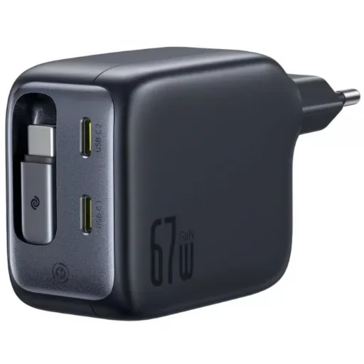 Nástenná nabíjačka Baseus EnerCore CJ11, 67W, 3.35A, 2 x USB-C, s USB-C káblom, Čierna E0121E00 - 2