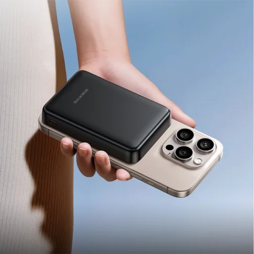 Borofone Power Bank 10000mAh BJ82A Dawn - USB + Typ C - PD 20W s magnetickým indukčným nabíjaním čierna - 7