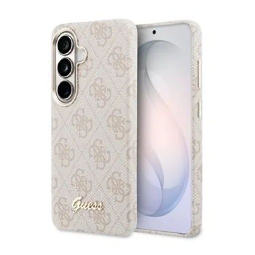  Samsung Galaxy S26 rózsaszín Guess PU 4G Script Metal Logo Mágneses Tok - 1