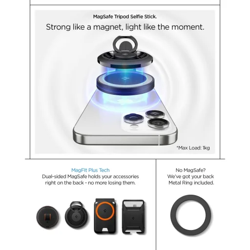 Magsafe Spigen S581w Bluetooth selfie tyč so statívom čierna - 12