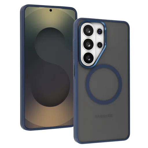 Liavec Mäkké puzdro s kovovým rámom pre Samsung Galaxy S26 modré - 1