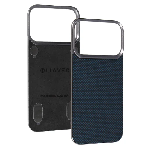 Liavec Carbon Layer Magsafe Aramid Fiber puzdro na iPhone 17 Pro Max modré - 1