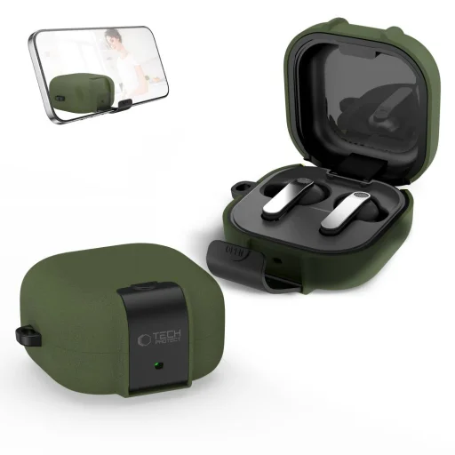Samsung Galaxy Buds 4 / 4 Pro Tech-protect Slim Hook tok Olive Green / Olíva Zöld - 4