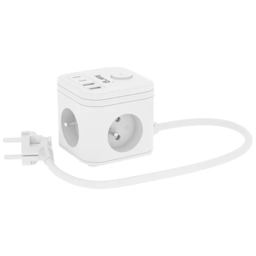 KERG 3-zásuvková elektrická rozvodka + USB-A+USB-C nabíjačka 1,5m 3×1.5mm2 H05VV-F 16A/250V~ Inteligentná biela - 2