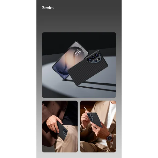 Benks Magnetic Armor Air Kevlar Puzdro s kovovým rámom 600D (J048) Samsung Galaxy S26 čierne - 9