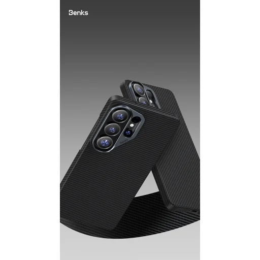 Benks Magnetic Armor Air Kevlar Puzdro s kovovým rámom 600D (J048) Samsung Galaxy S26 čierne - 8