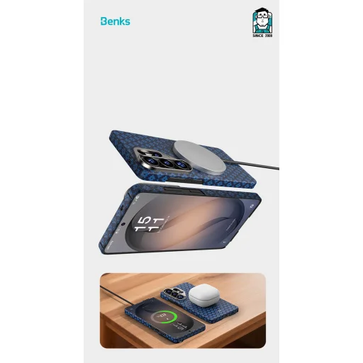 Benks Magnetický Armor Air Armor Grid Kevlarové puzdro s kovovým rámom 600D (A049) pre Samsung Galaxy S26 Plus modré - 7