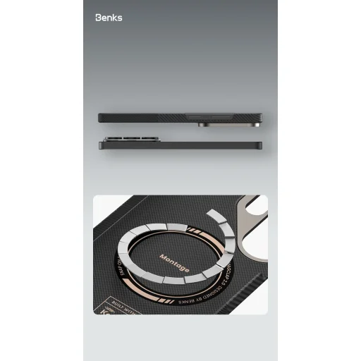 Samsung Galaxy S26 Plus čierne puzdro Benks Montage Magnetic Armor Air Kevlar kovový rám 600D+1500D (F049) - 10