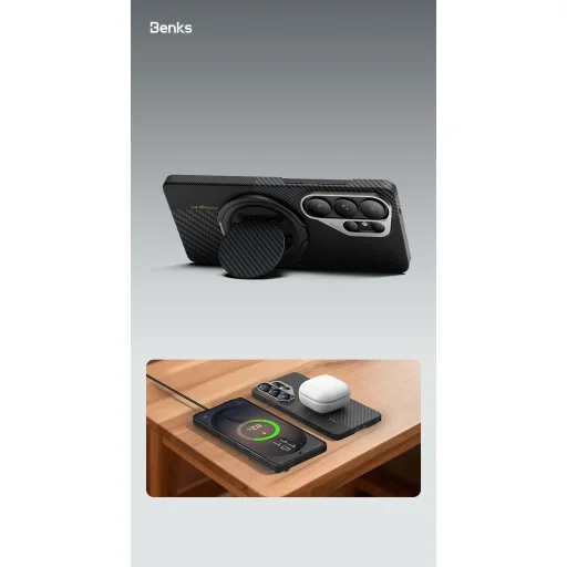 Samsung Galaxy S26 Plus čierne puzdro Benks Montage Magnetic Armor Air Kevlar kovový rám 600D+1500D (F049) - 11