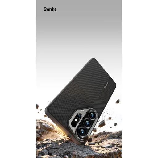 Benks Montage Magnetic Armor Pro Kevlarový obal Kovový rám 600D+1500D (L050) Samsung Galaxy S26 Ultra čierny obal - 7