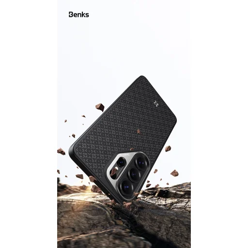Benks Magnetic Armor Pro Armor Grid Kevlar Flipové puzdro Metal Frame 600D (H050) Samsung Galaxy S26 Ultra čierne puzdro - 9