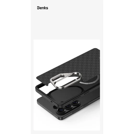 Benks Magnetic Armor Pro Armor Grid Kevlar Flipové puzdro Metal Frame 600D (H050) Samsung Galaxy S26 Ultra čierne puzdro - 8