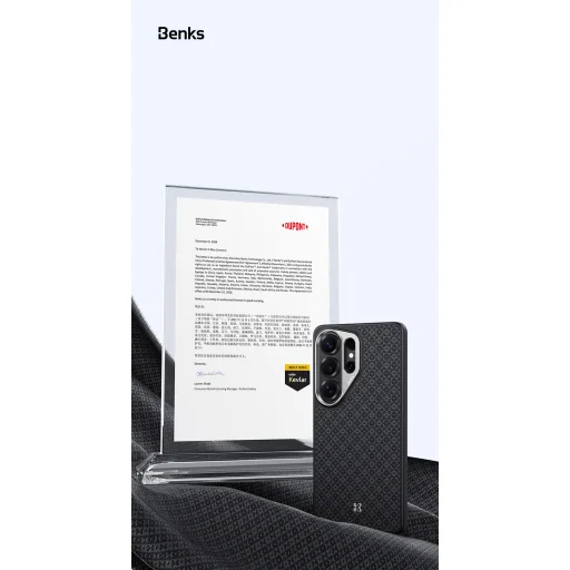 Benks Magnetic Armor Pro Armor Grid Kevlar Flipové puzdro Metal Frame 600D (H050) Samsung Galaxy S26 Ultra čierne puzdro - 6