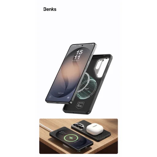 Benks Magnetic Armor Pro Armor Grid Kevlar Flipové puzdro Metal Frame 600D (H050) Samsung Galaxy S26 Ultra čierne puzdro - 10