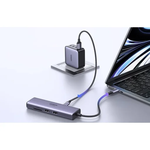 Ugreen CM512 USB-C hub/adaptér 2x USB 3.0, HDMI 4K, RJ45, SD/TF, PD - 7