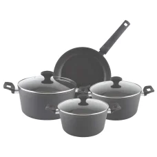 Zilan ZLN3277 súprava riadu, 7-dielna, vnútorný nepriľnavý povrch, 3 hrnce a 1 panvica, čierna farba
