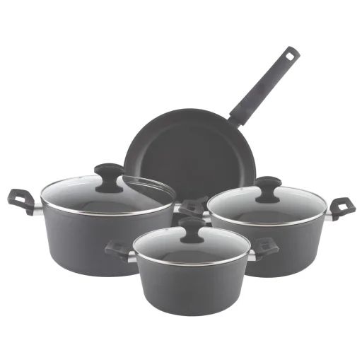 Zilan ZLN3277 edénykészlet, 7 db-os, tapadásmentes belső bevonat, 3 edény és 1 serpenyő, fekete színű - 1