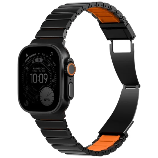 Apple Watch UNIQ Strova Flex Remienok Čierny a oranžový - 4