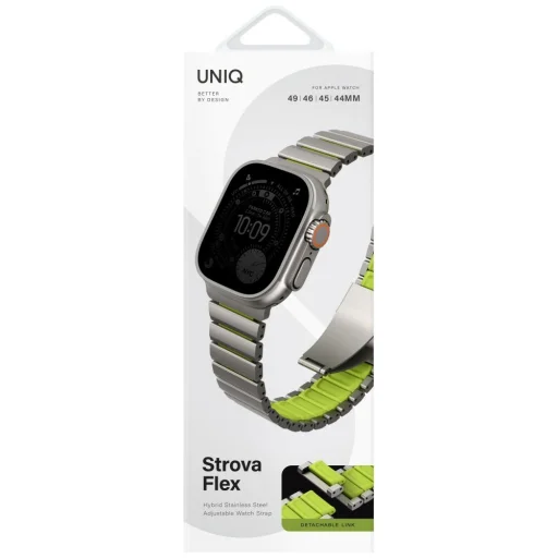 Apple Watch UNIQ Strova Flex Remienok 44/45/46/49mm Strieborný Limo - 2