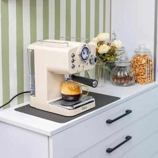 Zilan ZLN2992 retro espresso kávovar, 1100 W, 15 bar, kapacita 1,25 litra, napeňovač mlieka, béžový - 7