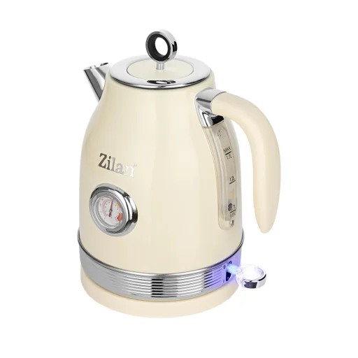 Zilan ZLN1184 retro rýchlovarná kanvica, 2200 W, 1,7-litrová, ukazovateľ teploty, 360° otočná základňa, biela - 1