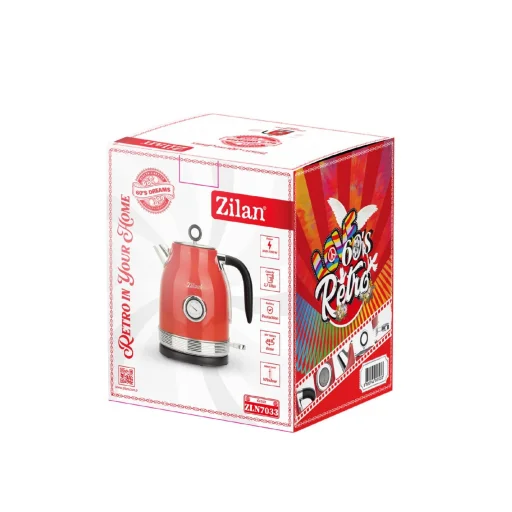Zilan ZLN7033 retro rýchlovarná kanvica, 2200 W, 1,7 litra, zobrazenie teploty, 360° otočná, červená - 6