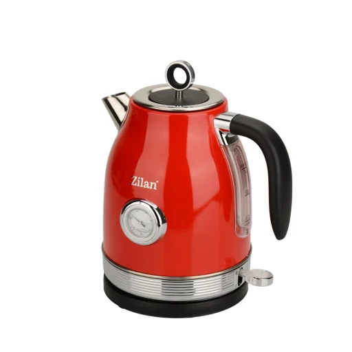 Zilan ZLN7033 retró vízforraló, 2200 W, 1,7 liter, hőmérsékletkijelzés, 360°-ban forgatható, piros - 1