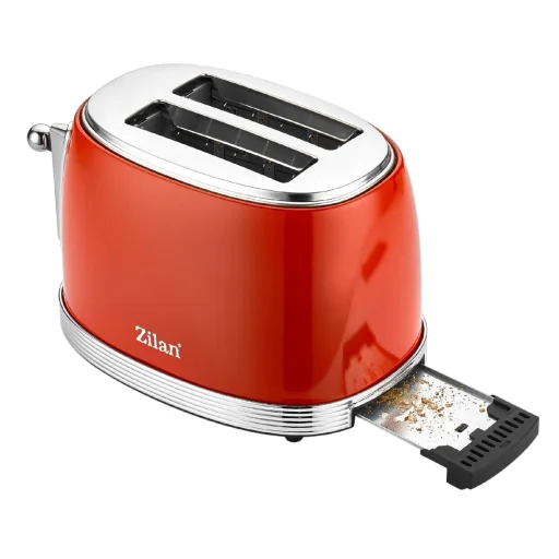 Zilan ZLN7040 retró kenyérpirító, 850 W, 6 fokozat, 2 szeletes, STOP funkció, piros - 3