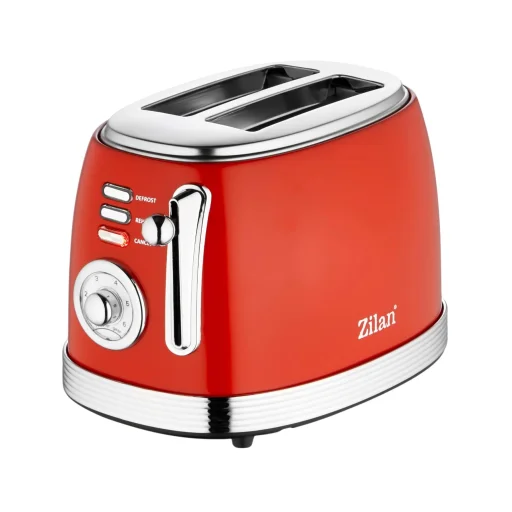 Zilan ZLN7040 retro hriankovač, 850 W, 6 stupňov, na 2 hrianky, funkcia STOP, červený - 1