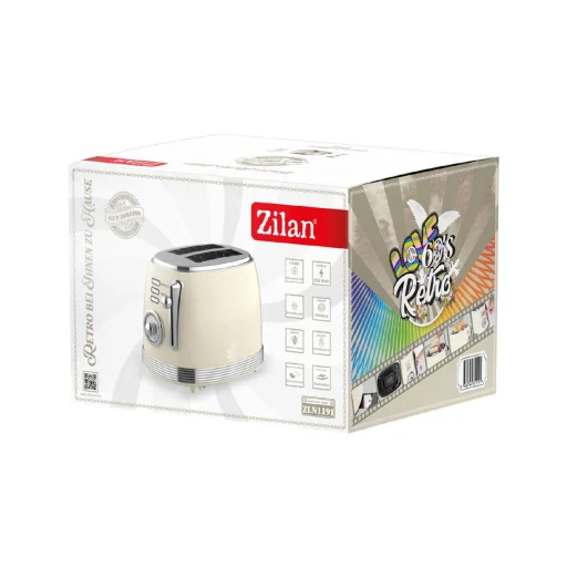 Zilan ZLN1191 retró kenyérpirító, 850 W, 6 fokozat, 2 szeletes, STOP funkció, morzsatálca, bézs - 5