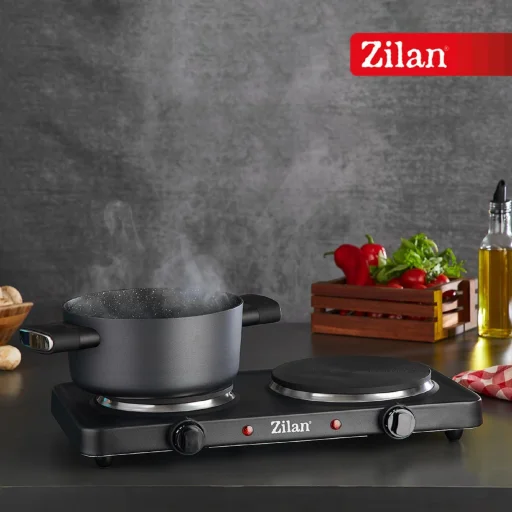Zilan ZLN2181 elektromos főzőlap, 2500 W, 2 főzőlap, 2 db hőmérséklet szabályozó, biztonsági zár, fekete - 3