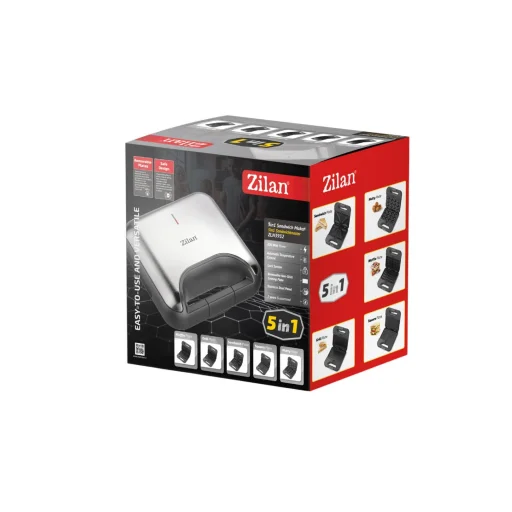 Zilan ZLN3932 5 in 1 szendvicssütő,  800 W, LED visszajelző, 5 cserélhető sütőlap, fekete-ezüst kivitel - 7