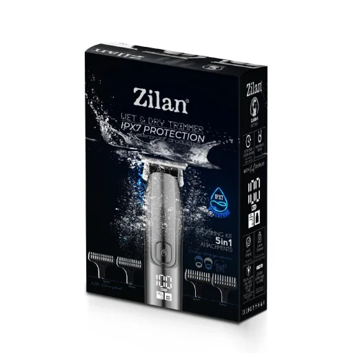Zilan ZLN8641 Okeanos zastrihávač fúzov, 4 typy strihacích hláv, vodotesný, LED displej, káblové a bezdrôtové použitie - 5