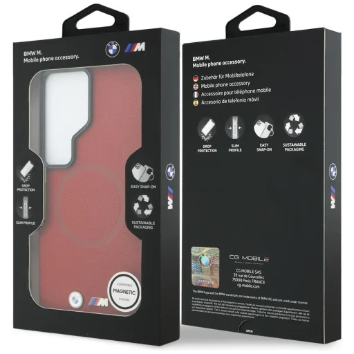 Samsung Galaxy S26 Ultra BMW M Kovové Logo MagSafe červené puzdro - 8