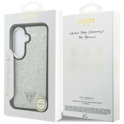 Samsung Galaxy S26 Guess Fixed Glitter Triangle strieborné puzdro - 8