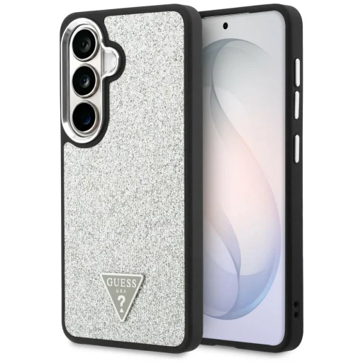 Samsung Galaxy S26 Guess Fixed Glitter Triangle strieborné puzdro - 1