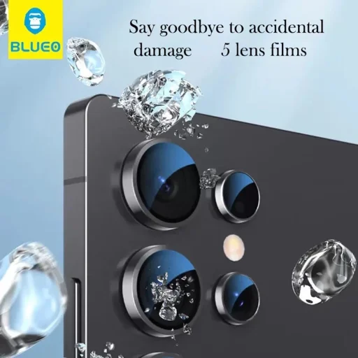 Blueo - Ochranná fólia na objektív fotoaparátu - Samsung Galaxy S26 Ultra - Čierne tvrdené sklo - 3