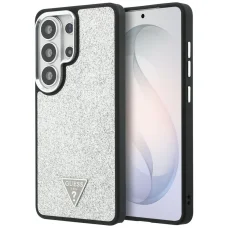 Samsung Galaxy S26 Ultra Guess Pevné Trblietavé Trojuholníkové MagSafe puzdro, strieborné