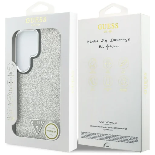 Samsung Galaxy S26 Ultra Guess Fixed Glitter Triangle MagSafe tok, ezüst - 8