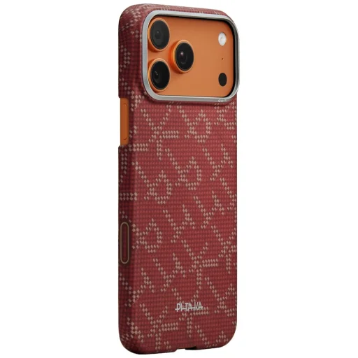 iPhone 17 Pro Max PITAKA Ultra-tenké Monogram MagSafe puzdro zlaté červené - 5