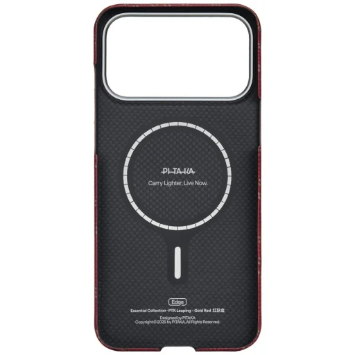 iPhone 17 Pro Max PITAKA Ultra-tenké Monogram MagSafe puzdro zlaté červené - 6